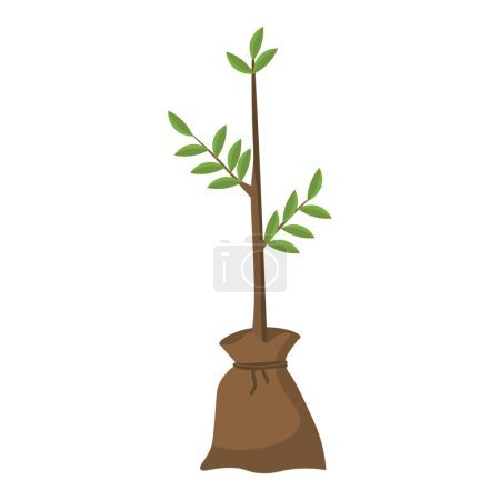 Illustration for Young plant in bag on white background - Royalty Free Image