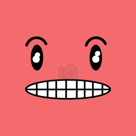 Illustration for Drawn red confused face, closeup - Royalty Free Image