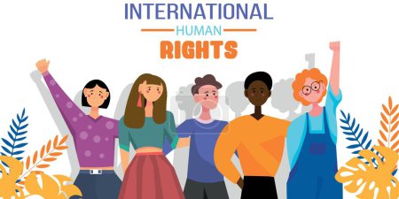Téléchargez les illustrations : Bannière pour la Journée internationale des droits de l'homme - en licence libre de droit