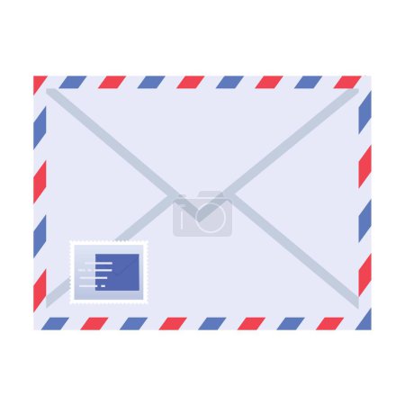 Paper envelope with post mark on white background