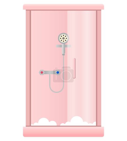 Illustration for Pink shower cabin in bathroom - Royalty Free Image
