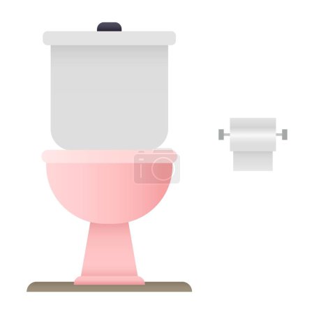 Illustration for Toilet bowl and paper roll on white background - Royalty Free Image