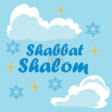 Téléchargez les illustrations : Bannière pour Shabbat Shalom sur fond bleu clair - en licence libre de droit