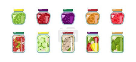 Illustration for Homemade canned food on white background - Royalty Free Image