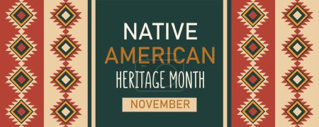 Illustration for Long banner for Native American Heritage Month - Royalty Free Image