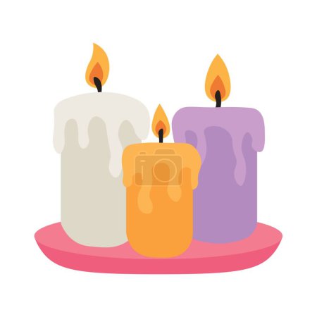 Illustration for Burning wax candles on white background - Royalty Free Image