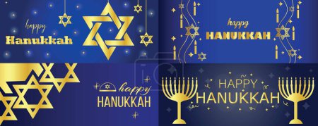 Collage de pancartas de saludo para la celebración de Hanukkah  