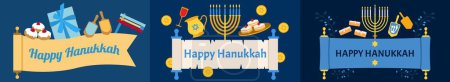 Conjunto de pancartas de saludo para la celebración de Hanukkah