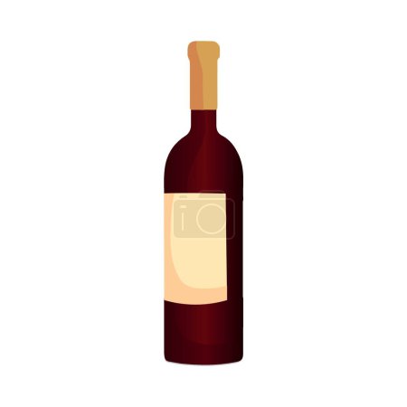 Téléchargez les illustrations : Bouteille de vin rouge sur fond blanc - en licence libre de droit