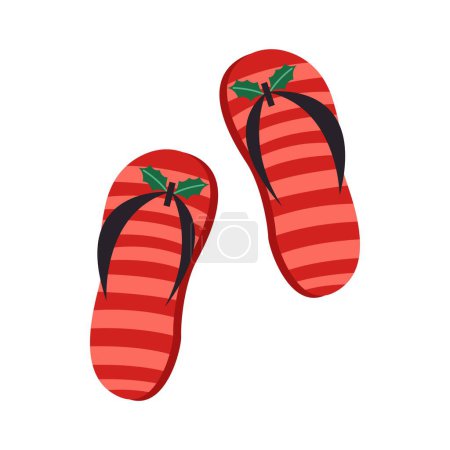Illustration for Red flip-flops on white background. Christmas vacation - Royalty Free Image