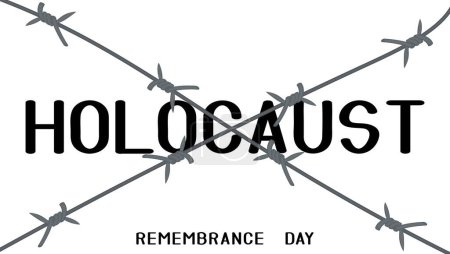 Illustration for Banner for Holocaust Remembrance Day with barbed wire on white background - Royalty Free Image