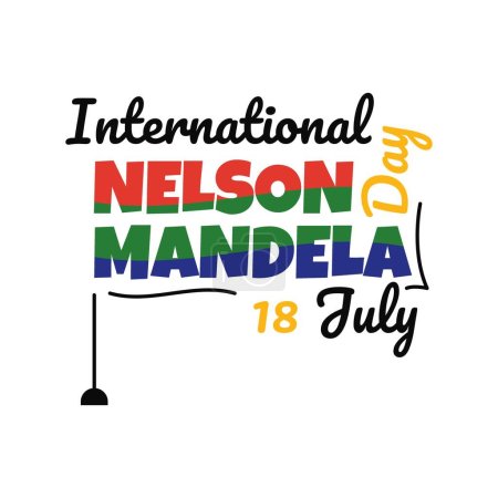 Ilustración de Texto NELSON MANDELA DÍA INTERNACIONAL sobre fondo blanco - Imagen libre de derechos