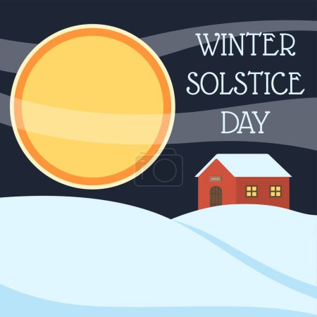 Illustration for Poster with snowy landscape and text WINTER SOLSTICE DAY - Royalty Free Image