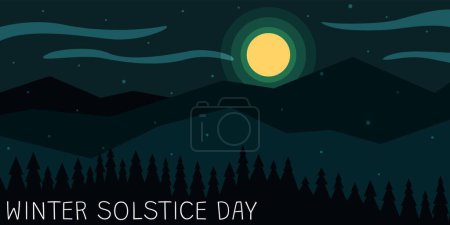 Illustration for Banner with landscape and text WINTER SOLSTICE DAY - Royalty Free Image