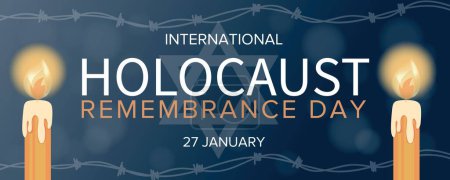 Illustration for Banner for International Holocaust Remembrance Day with burning candles - Royalty Free Image