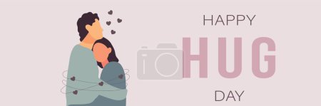 Illustration for Banner for Happy Hug Day with loving couple - Royalty Free Image