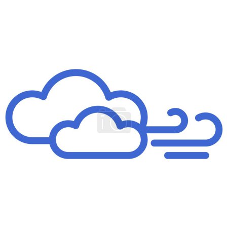 Ilustración de Icono de nubes y viento para la aplicación de pronóstico del tiempo sobre fondo blanco - Imagen libre de derechos