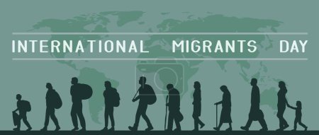 Ilustración de Banner for International Day of Migrants with going people - Imagen libre de derechos