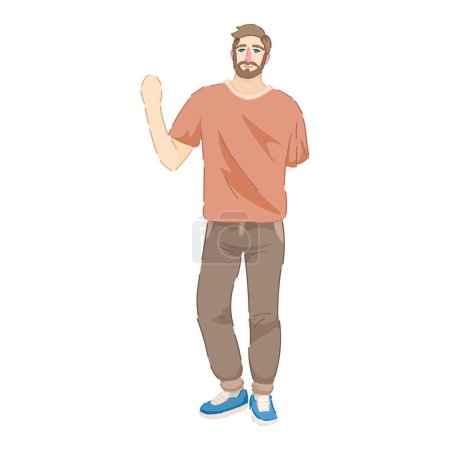 Illustration for Man with amputated arm on white background - Royalty Free Image
