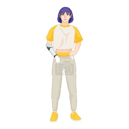 Illustration for Woman with prosthetic arm on white background - Royalty Free Image