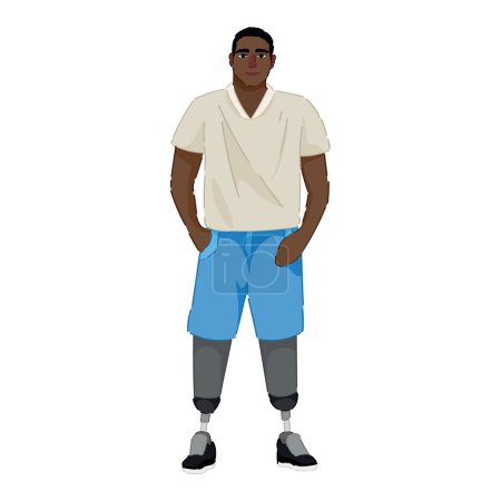 Téléchargez les illustrations : Man with prosthetic legs on white background - en licence libre de droit