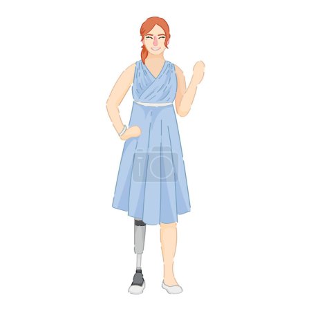 Illustration for Woman with prosthetic leg on white background - Royalty Free Image