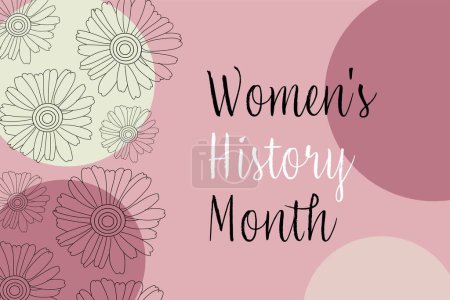 Illustration for Greeting card for Women's History Month with flowers - Royalty Free Image