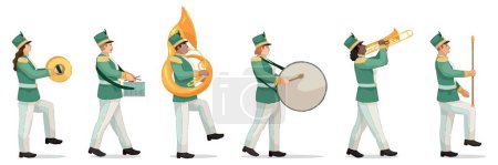 Marching band on white background