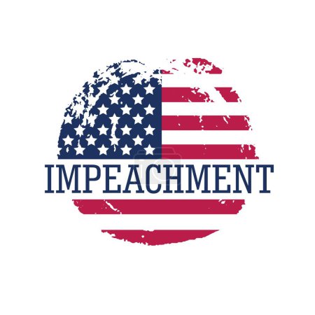 Ilustración de IMPEACHMENT palabra y bandera de EE.UU. sobre fondo blanco - Imagen libre de derechos