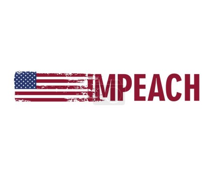 Ilustración de Word IMPEACH y bandera de Estados Unidos sobre fondo blanco - Imagen libre de derechos