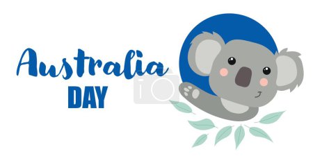 Illustration for Greeting banner for Australia Day with koala bear on white background - Royalty Free Image