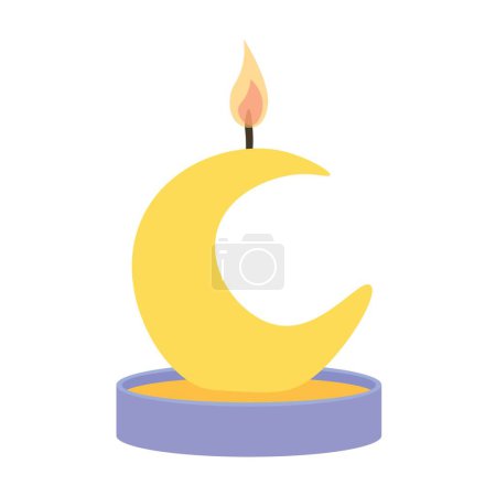 Illustration for Glowing candle in shape of crescent on white background - Royalty Free Image