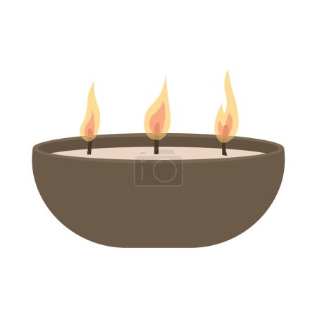 Illustration for Glowing candles in holder on white background - Royalty Free Image