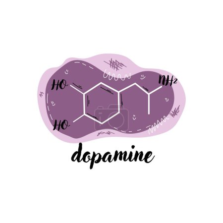 Téléchargez les illustrations : Formule chimique structurelle de l'hormone dopaminergique sur fond blanc - en licence libre de droit