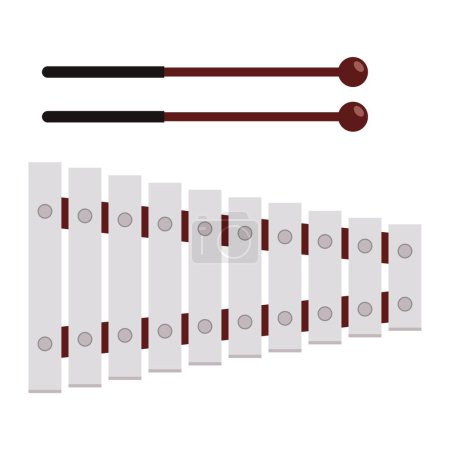Illustration for Xylophone with mallets on white background - Royalty Free Image
