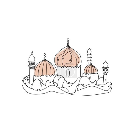 Illustration for Drawn Muslim mosque on white background - Royalty Free Image