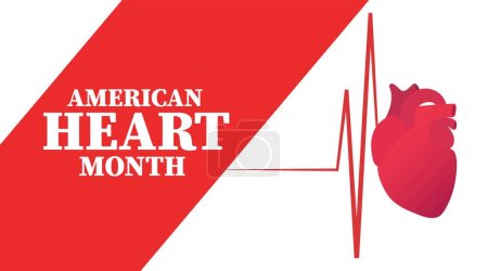 Awareness Banner für American Heart Month mit Kardiogramm