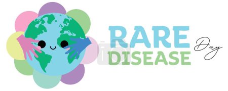 Banner for Rare Disease Day with planet Earth and hands