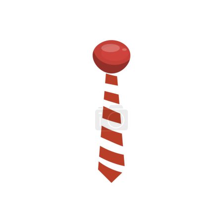 Striped necktie and clown nose on white background