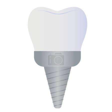 Implanted human tooth on white background