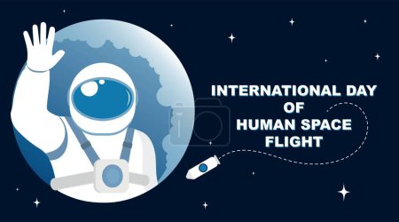 Bannière pour la Journée internationale du vol spatial humain avec astronaute