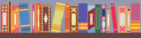 Illustration for Many books on shelf in library - Royalty Free Image