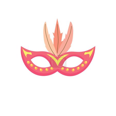 Pink carnival mask on white background