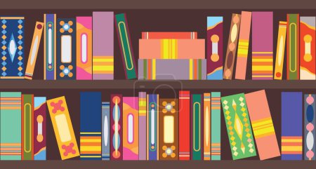 Illustration for Many books on shelves in library - Royalty Free Image