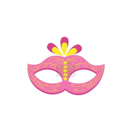 Pink carnival mask on white background