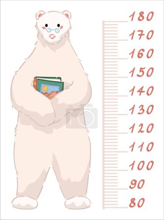 Ilustración de Lindo oso polar que mide la altura sobre fondo blanco - Imagen libre de derechos