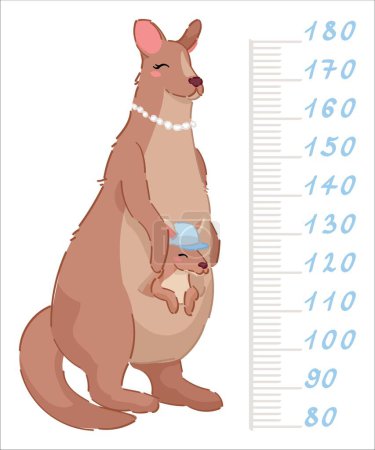 Ilustración de Linda altura de medición de canguro sobre fondo blanco - Imagen libre de derechos
