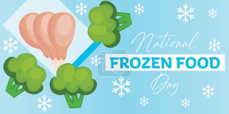Banner for National Frozen Food Day on blue background