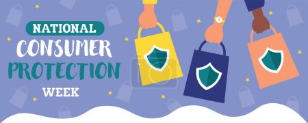 Banner for National Consumer Protection Week with shopping bags
