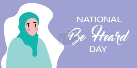 Banner for National Be Heard Day with Muslim woman